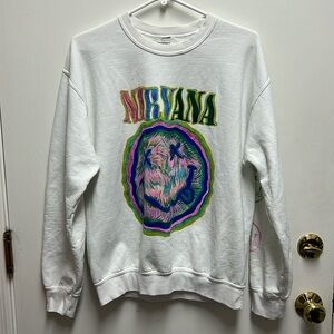 Nirvana White Logo Pullover Crewneck Sweatshirt Size Small